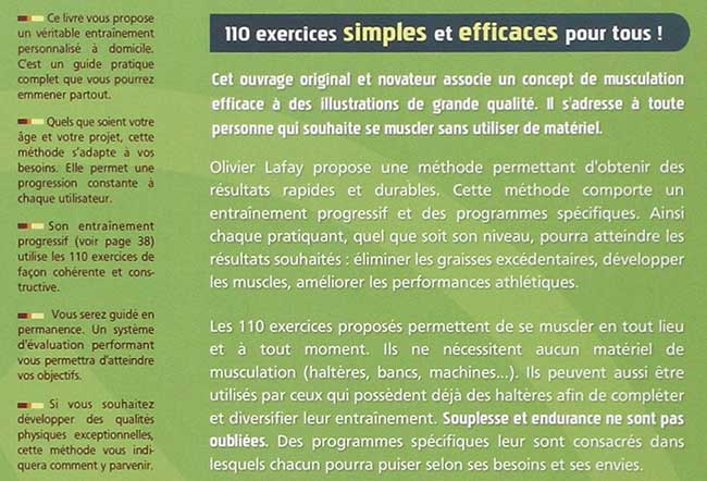 amazon livre La Méthode Lafay de musuclation sans matériel