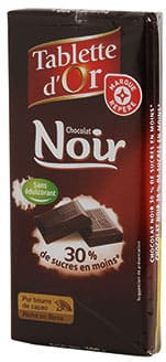 tablette d'Or chocolat noir Leclerc sucre gras