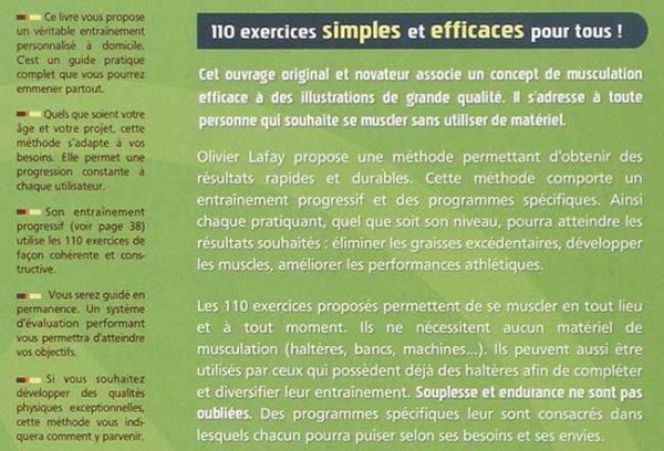 Livre Méthode Lafay de musculation : 110 exercices sans matériel